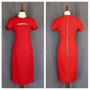 Victoria Beckham Size 8 Red Peekaboo Cutout Sheath Dress Full Back Zipper